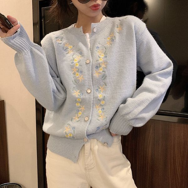 tees all-match embroidered sweet girl s drop manga cardigan 2021 autumn female style, White